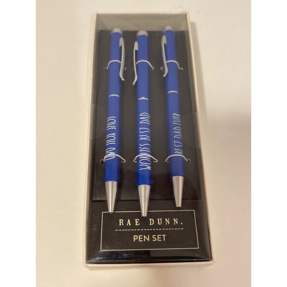 Rae Dunn Pen Set Worlds Best Dad Blue Ink Gift Set - Picture 1 of 3